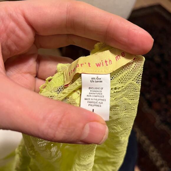 "Fleur't With Me" Neon Yellow Lace Bralette crop top Size L - Picture 4 of 4